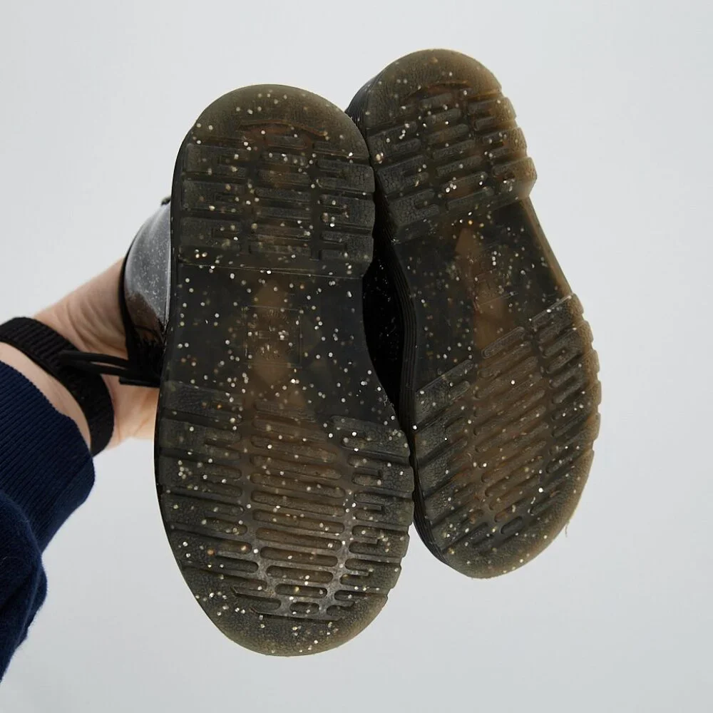 Dr. Martens Kids Black Glitter Lace-Up Boots